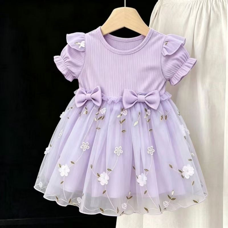 Girls' tulle dress : new summer collection for kids - baby short-sleeve dress, little girl's bubble sleeve princess style, hot seller