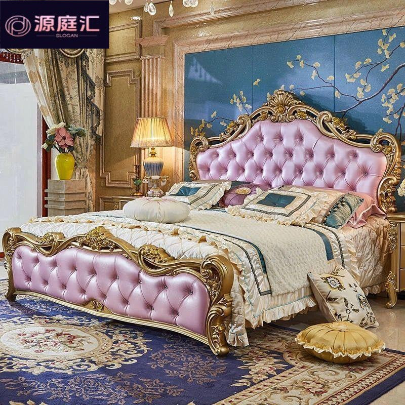 European style king size bed, double bed, gold bed, trendy bed, wedding bed, princess bed, single bed, master bedroom home use