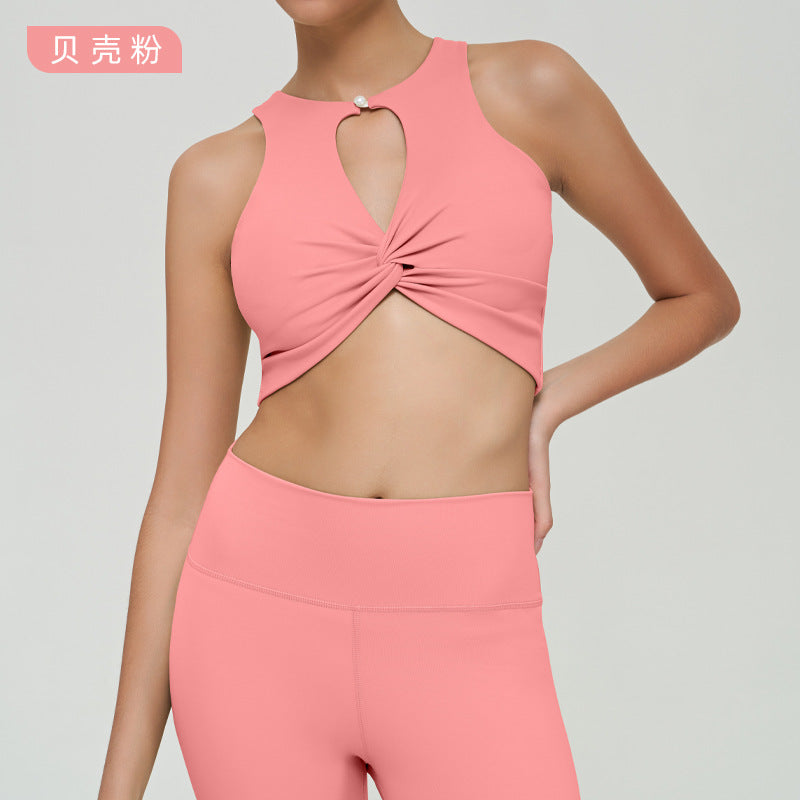 【clearance - no returns or exchanges】knotted design cutout top sports bra - beautiful back tank top for fitness, yoga, and underwear