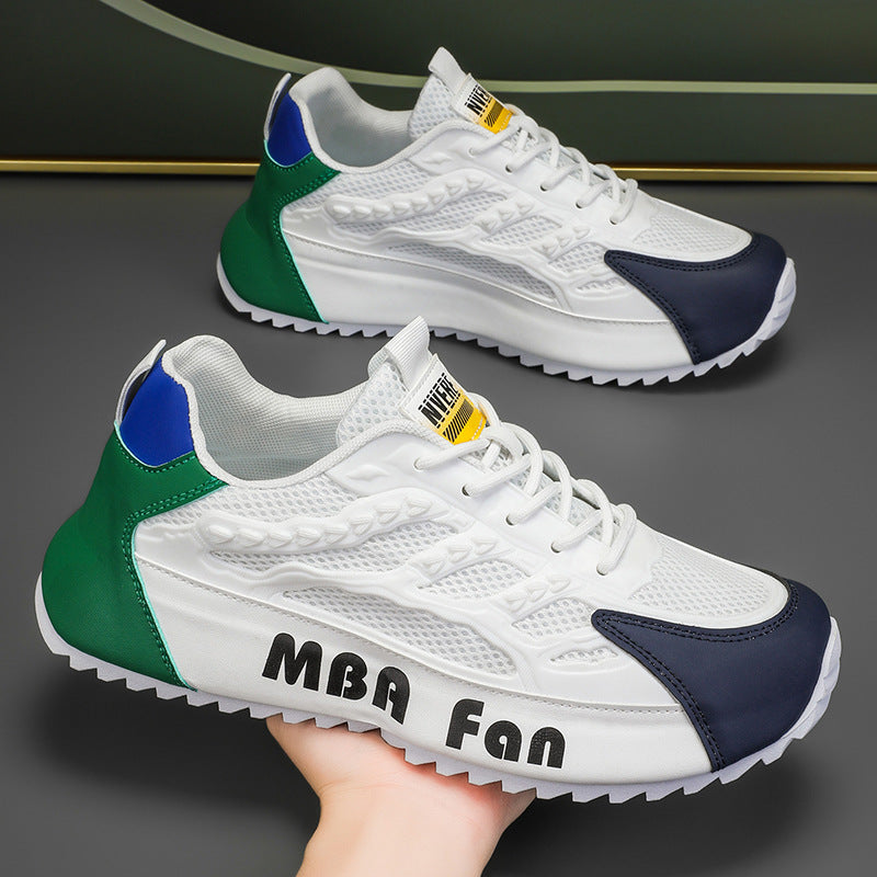 Men's shoes 2025 new winter mesh versatile breathable athletic casual white sneakers height increasing running dad shoes