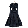 European and american niche fashion socialite tie-waist ruffle pleated dress - women's high-end slimming elegant maxi dress
