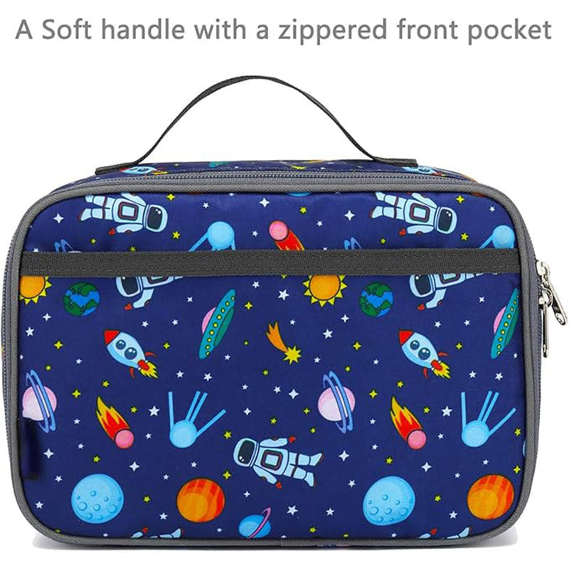 Cute primary school students four-grid flat thermal insulation lunch box bag, thickened waterproof lunch box bag, children's separate portable lunch bag