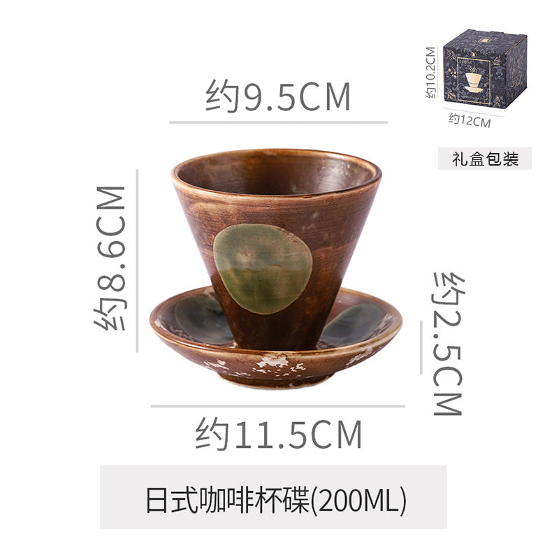 Creative niche style ceramic coffee cup and saucer suitjapanese style mug retro stoneware latte latte cup gift box