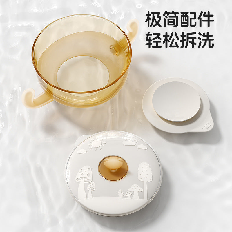 Baby ppsu food bowl with lid, infants and toddlers eat rice cereal and drink porridge, with handle, silicone, drop-proof, steamer-safe, suction bowl