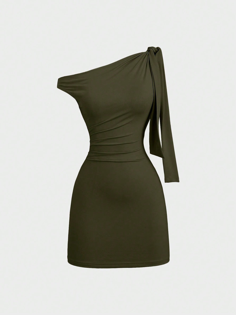European and american style hot girl cross-border new solid color one-shoulder sleeveless patchwork tie-up bodycon mini dress for women