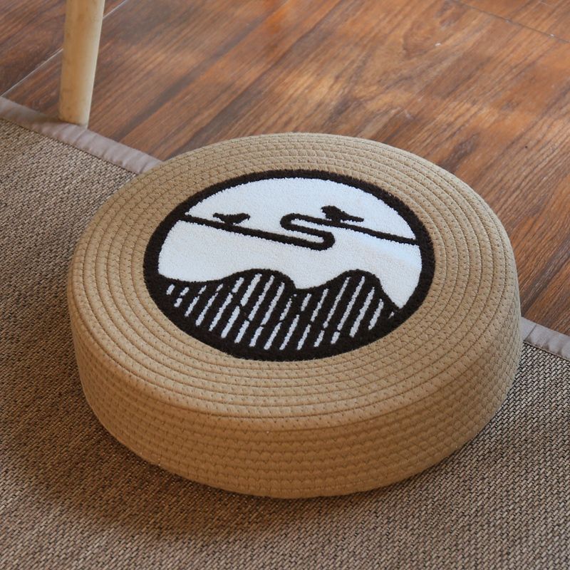 Futon pouf, tatami floor, bay window, retro coffee table, pouf, living room floor cushion, hemp rope meditation stool