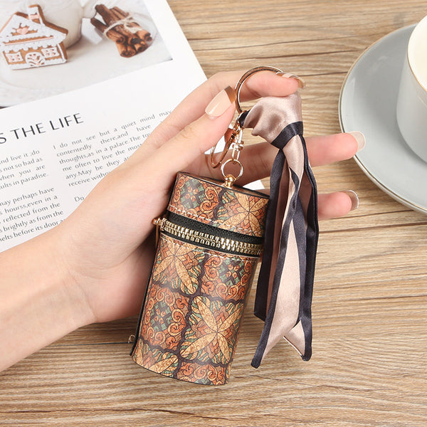 Manufacturer spot cardboard wood grain mouth red envelope drum fashionable student coin bag portable multi-functional bag pendant