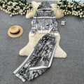 European and american fashion suit women's autumn and winter classy loosecasual hooded printingknittingoutwearhigh waistloose pants