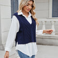 Fashion cross-border export new women's clothing  independent station v-neck loose outer vest vest waistcoat sweater