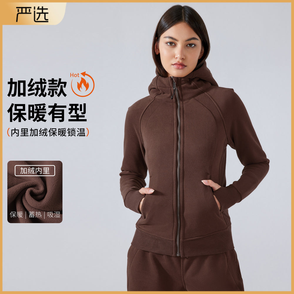 Sca new thickened warm hooded jacket women's outdoor fitness sweatshirt yoga jacket sports top dj028