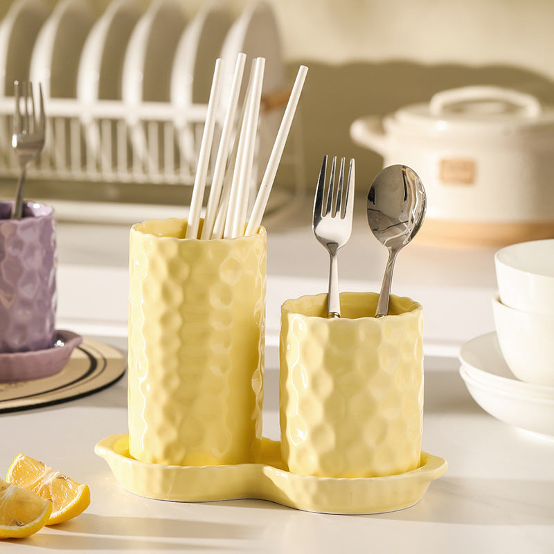 Macaron color chopstick cage for home kitchen storage kitchen utensils with drain holes hammered chopstick barrel spoon tableware storage