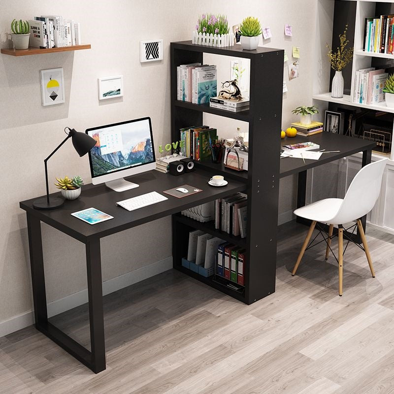 Minimalist computer desk, light luxury desk with bookshelf combination, double desk, student and children's writing desk with integrated bookshelf