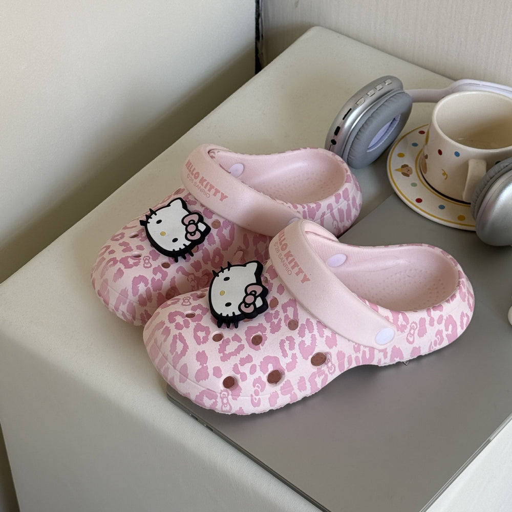 New kitty cat leopard print clogs - women's non-slip, odor-resistant summer outdoor slippers, indoor house slippers