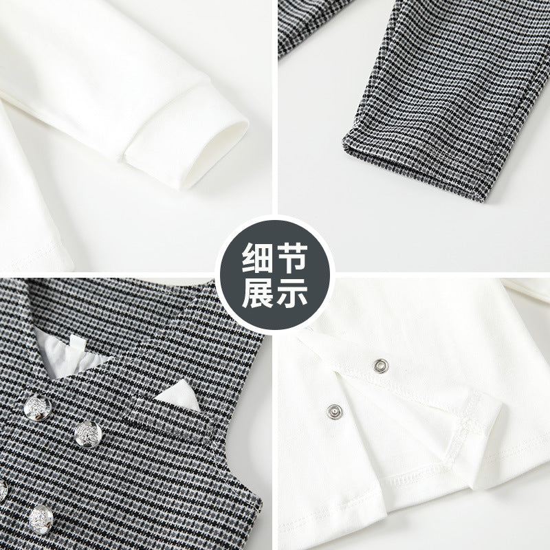 Boys' suit set - new  autumn collection - first birthday outfit - gentleman's striped vest three-piece set - spring & autumn