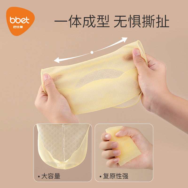 Babibele baby eating bibs kids silicone saliva pocket baby rice pocket waterproofstereo bib soft no-wash