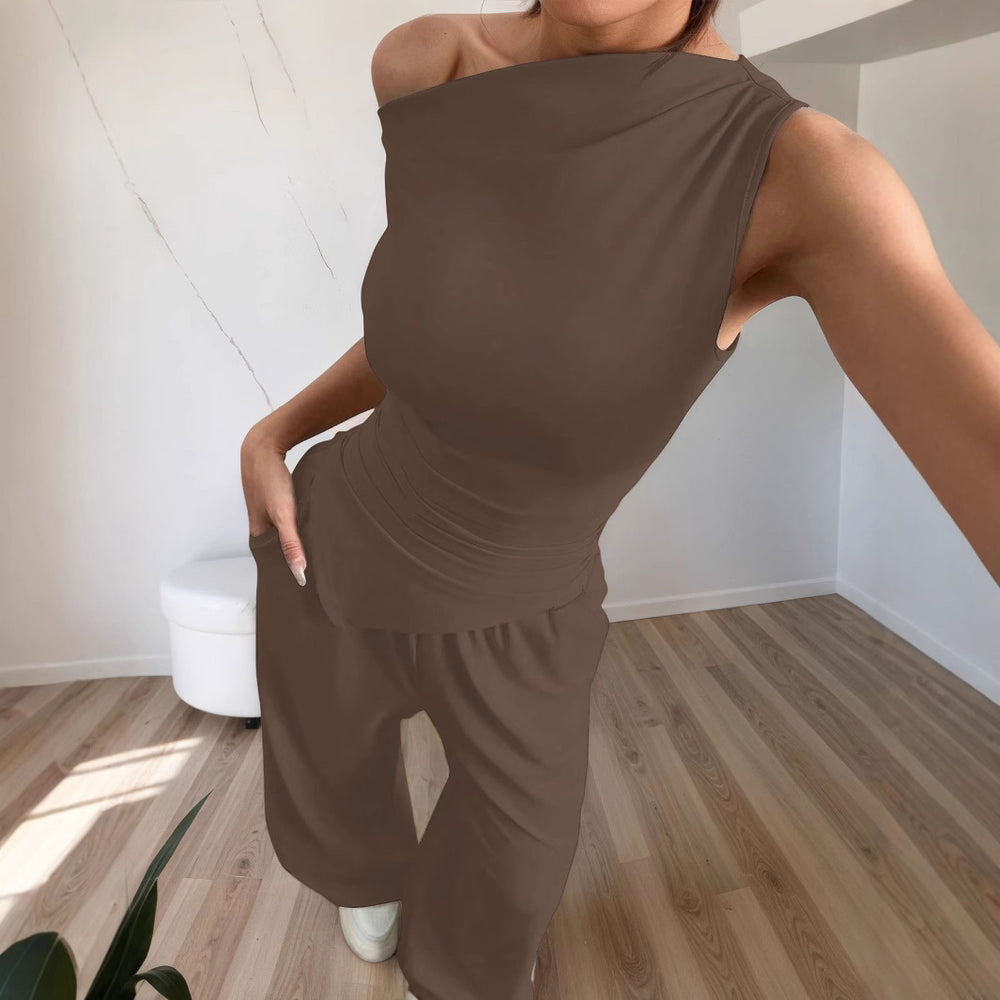 European and american cross-border shein summer women's solid color sleeveless tank top and pants fashion set - sexy casual two-piece outfit