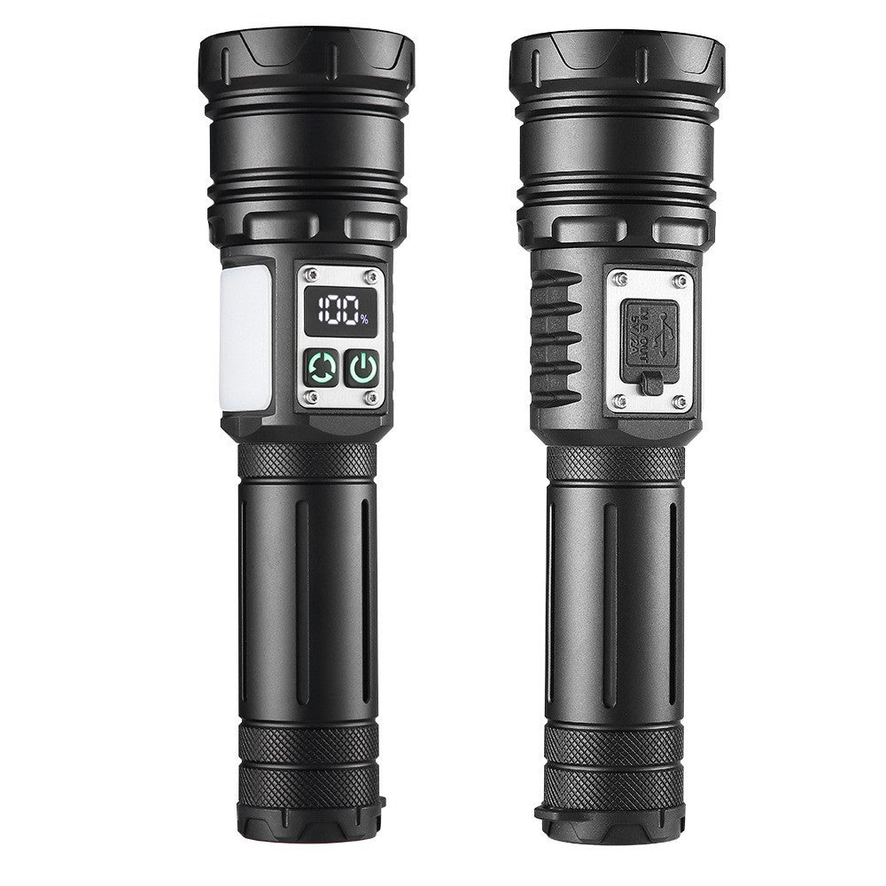 Cross-border new telescopic zoom white laser + COB strong light flashlight, outdoor long-range strong magnetic LED flashlight