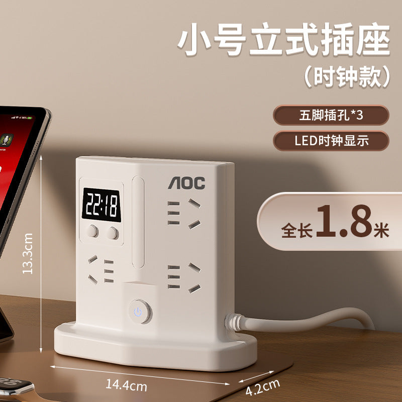 Chuangya vertical socket with usb lightning protection and surge protection socket independent night light digital clock original socket