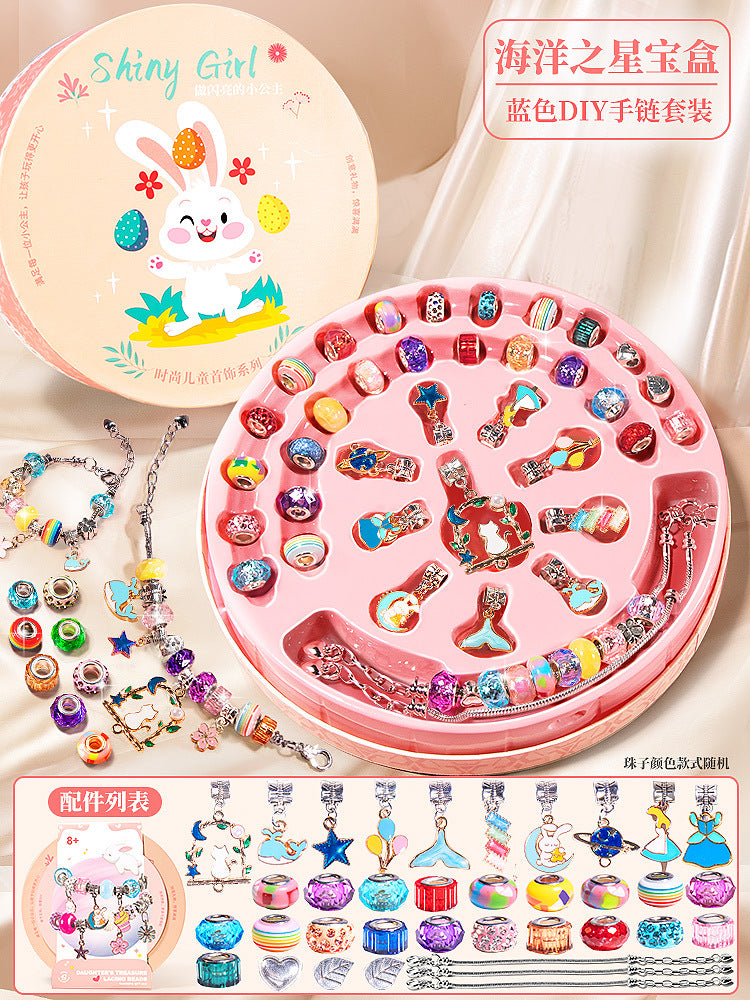 Children's beaded DIY handmade bag necklace bracelet jewelry beaded educational baby girl toy gift box