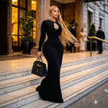 European and american cross-border women's fashion:  summer new arrivals - sexy and elegant cutout round neck rhinestone embellished bodycon mini dress