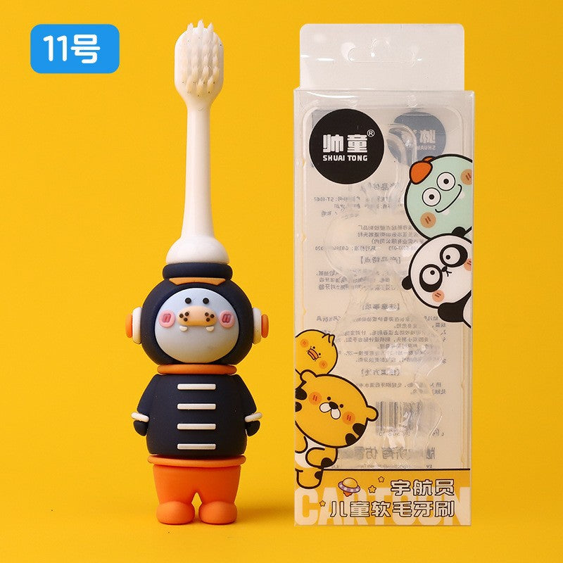 Boxed children's toothbrush cartoon baby cartoon astronaut soft bristle toothbrush 3-12 years old baby oral cleaning