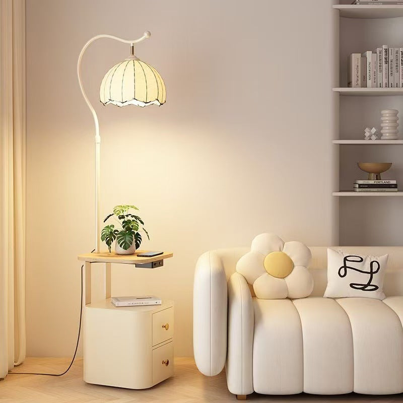 Bedroom bedside table with integrated floor lamp french medieval style practical storage rack living room sofa side coffee table