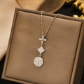 【titanium steel】elegant and high-end full diamond real gold exquisite micro-paved four-leaf clover necklace - women's fashion trendy clavicle chain