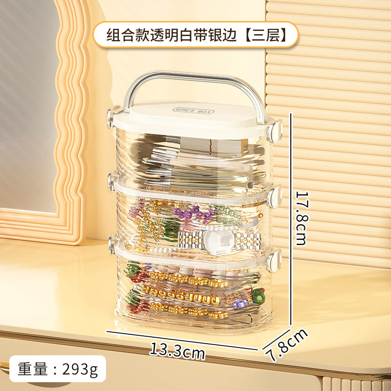 One piece of transparent jewelry box, ring, earrings, hairpin ring, multi-layer desktop storage box, classification, jewelry storage box.