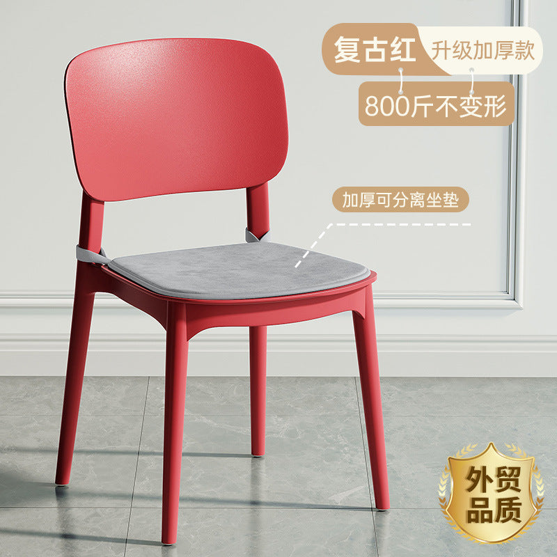 Thickened plastic dining chair modern casual backrest stool for home scandinavian dining table chair long sitting comfortable backrest small chair