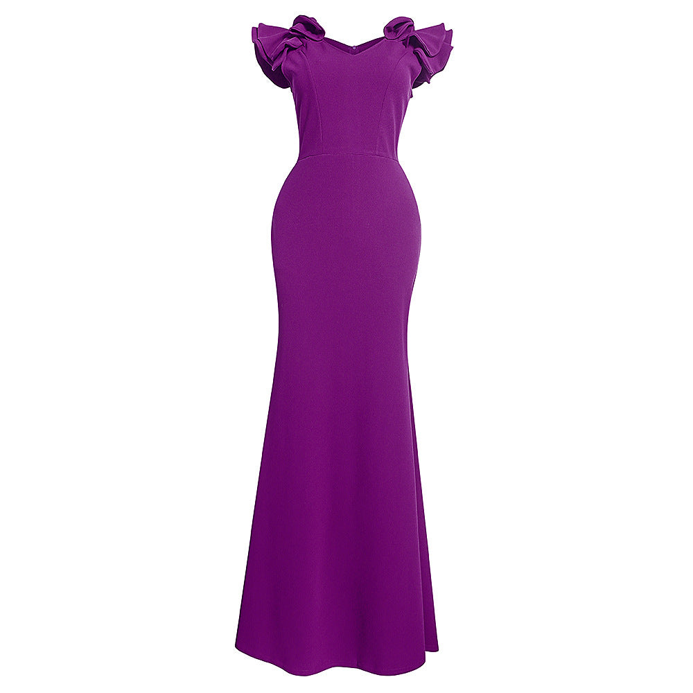 European and american women's clothing    new long dress - figure-flattering, bodycon, african style dress with v-neck and multiple color options