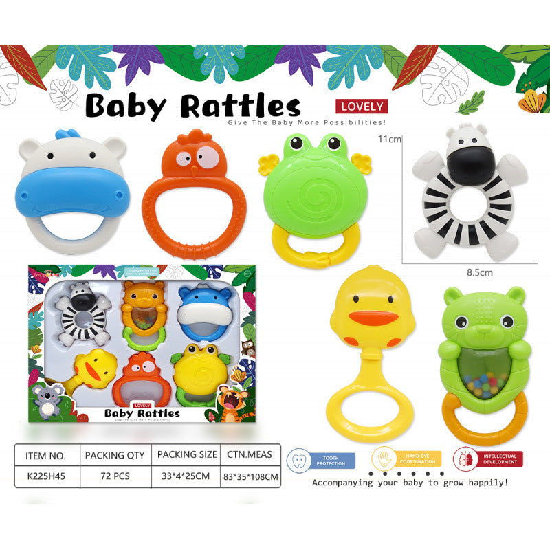 Cross-border export baby toys 0-1 years old gift box rattle set newborn baby soothing hand crank grip puzzle