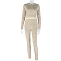 Fashion cross-border casual home women's decoration silm elastic waist jumpsuit fashionprinting round neck long sleeves jumpsuit