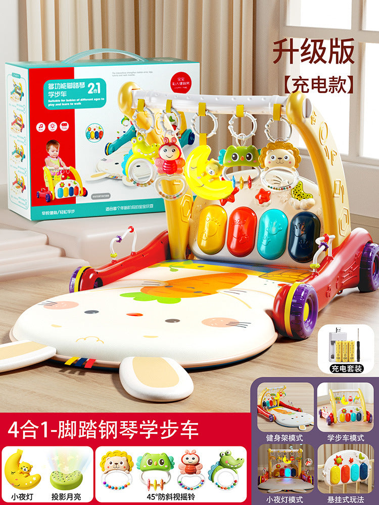 Infant foot pedal piano baby gym dual-use walker toy educational early learning multifunctional musical crawling activity center