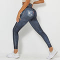 Clearance sale: faux denim print slim-fit workout leggings - high waist, butt-lifting, perfect for running, fitness, and yoga