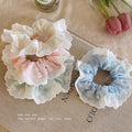Small fresh blue and white polka dot large intestine hair tie for women korean style lazy style hair tie high-end low ponytail hair tie