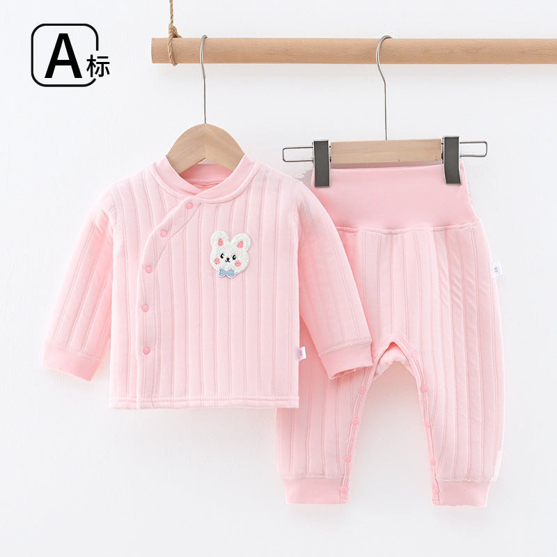 Baby three-layer heattechintimatessuitfall and winter cotton bottom autumn clothes for men and women baby quilted high waist free suit cotton