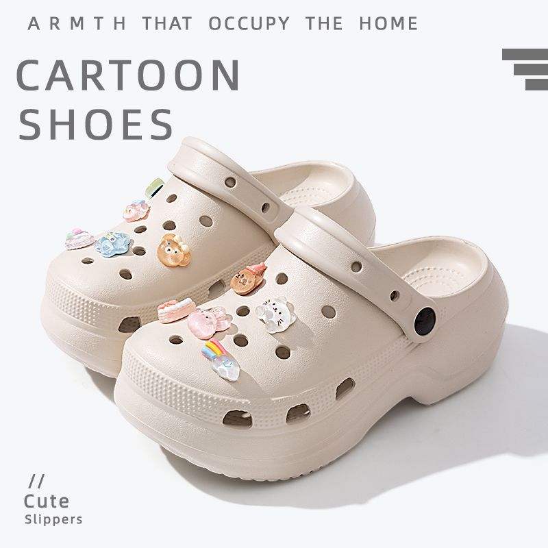 Thick sole crocs women's toe cap non-slip deodorizing filter not tired feet summer 2025 new arrivalfashion slippers women's outwear