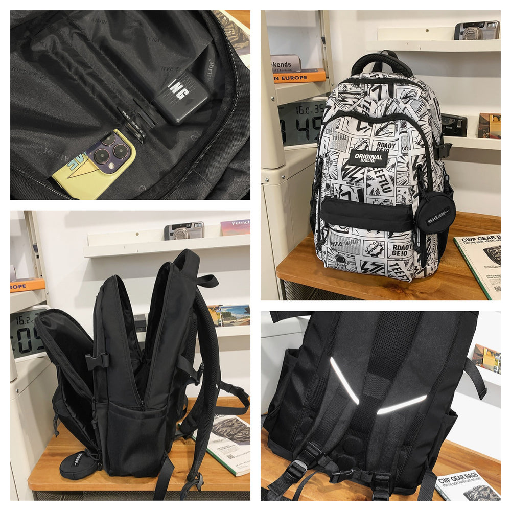 New large capacity backpack - perfect for high school, college, and university students. casual printed backpack with color blocking design, ideal for business trips and travel