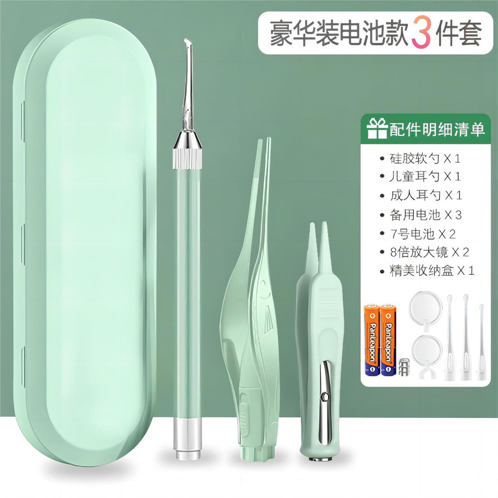 Glowing ear spoon & earwax tweezer set - kids' ear cleaning kit with visual inspection - baby ear pick - in stock & ready to ship