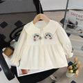 Girls' spring long-sleeve new style fashionable children's clothes baby doll shirt trendy kids' wear turn-down collar for girls