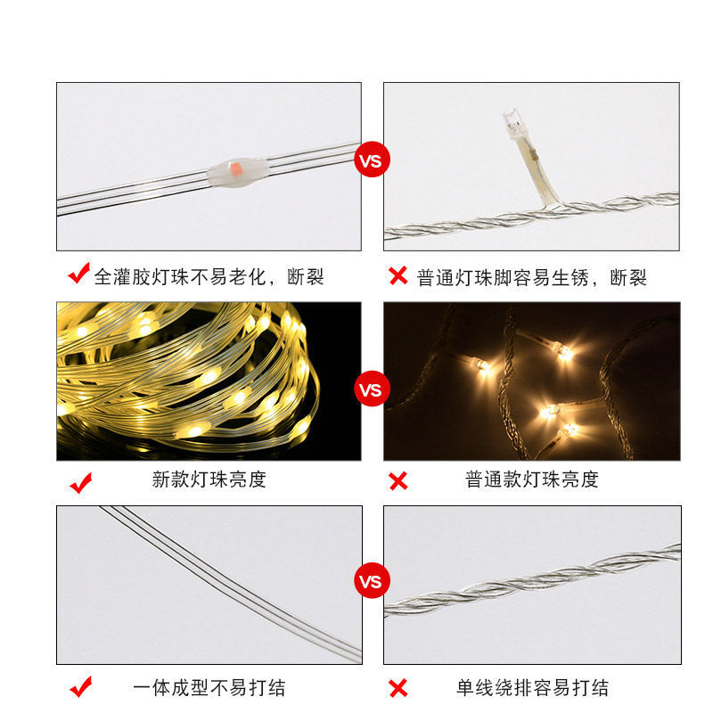 LED solar leather wire light, outdoor waterproof copper wire light winding tree lighting project courtyard decorative light string