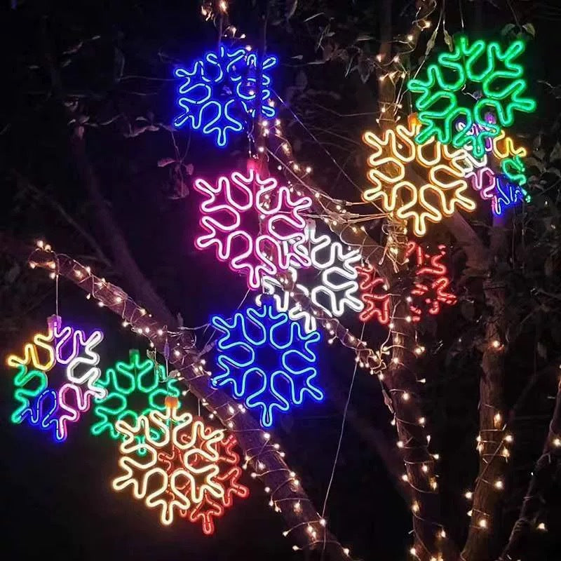 LED Flexible Light with Snowflake Modeling Light Festival Outdoor Tree Hanging Lantern Project Lighting Decoration Landscape Ambient Light