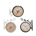 European style iron double-sided wall clock, creative rustic hanging clock, modern living room wall clock, bedroom clock, silent large size