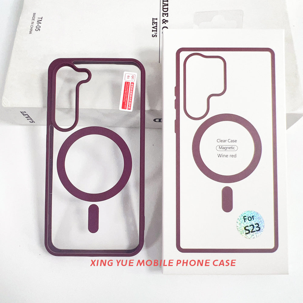 wholesale of samsung s25 ultra transparent magnetic phone case, s24 wireless charging color shield protective cover, a15