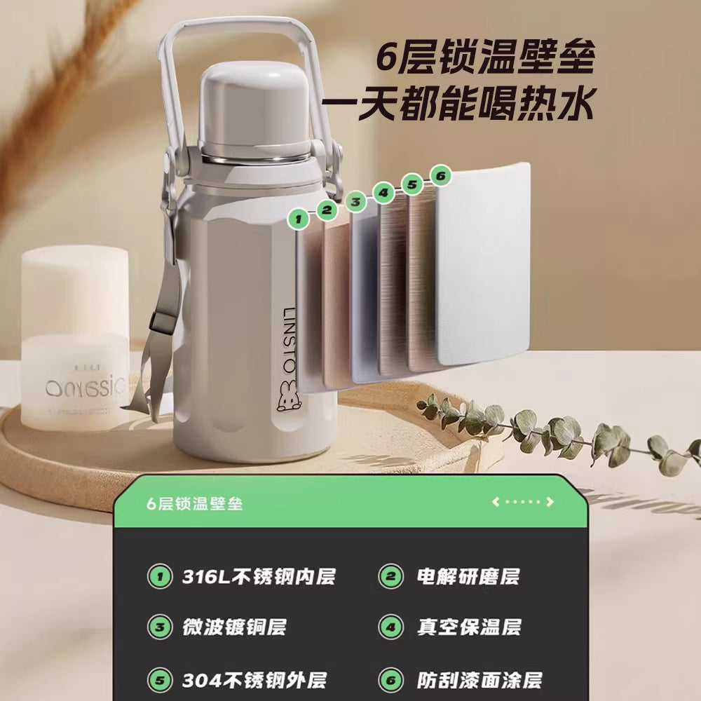 New arrival diamond-shaped portable thermos kettle large-capacity water cup 316 outdoor stainless steel portable men's and women's home campus