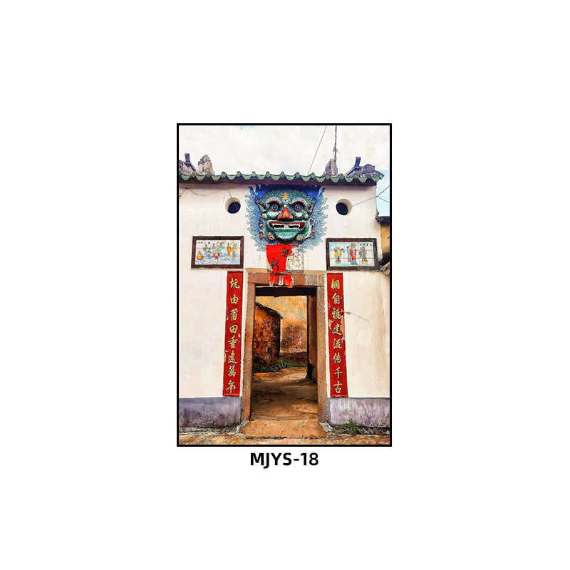 Jieyang ancient city architectural landscape hanging painting hotel box wall decoration painting hot pot restaurant restaurant characteristic cultural tourism mural