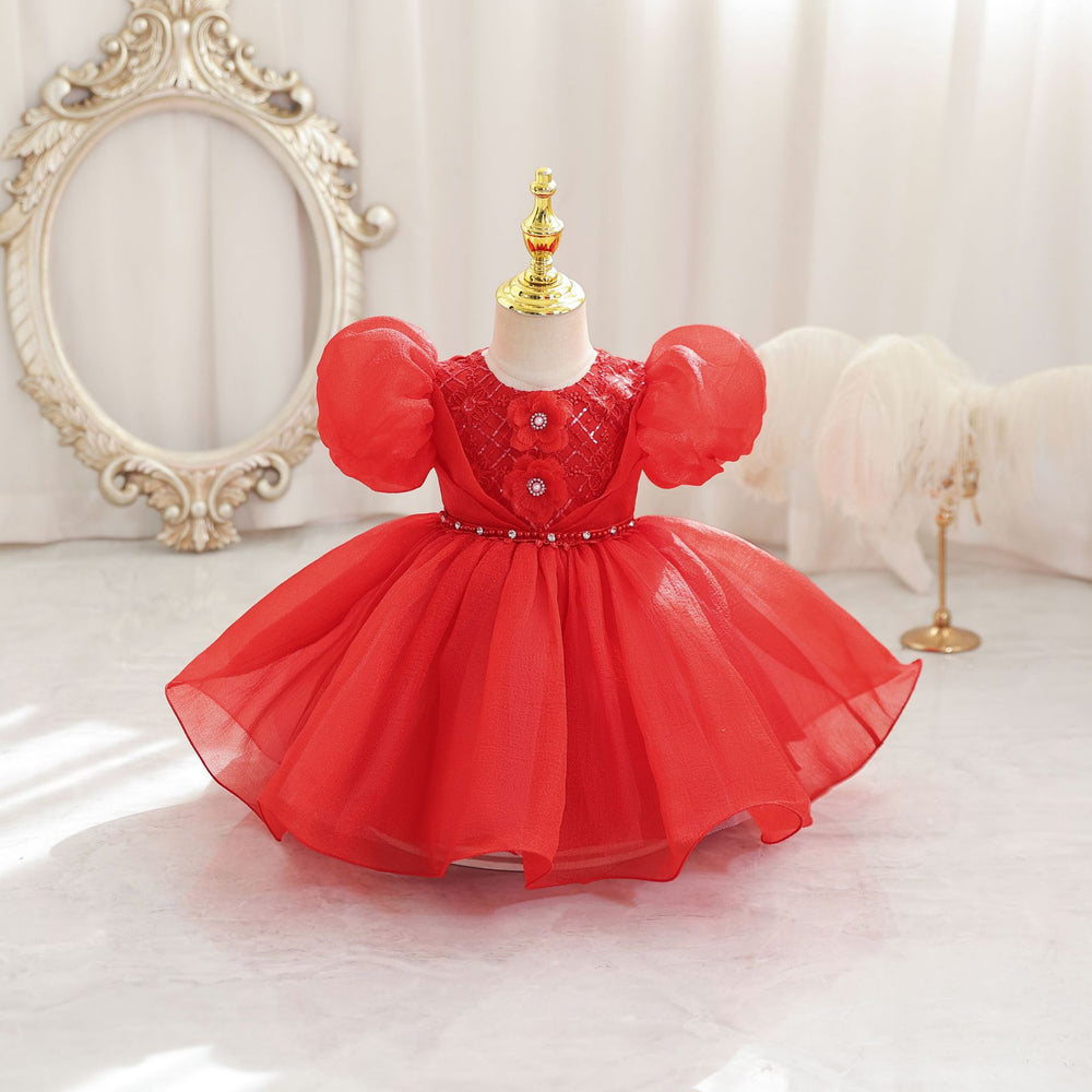 New arrival: girls' export-grade formal dress - bubble sleeve wedding gown, princess dress, birthday party dress, kids' dress