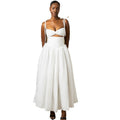 Fashion style insexport women's clothing fashionpure colordress suspender off-shoulder sleeveless large skirt skirt dress