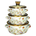 Export cross-mirror enamel small 3-piece pot set, exquisite soup pot, enamel pot, double-ear soup pot suit12cm/14cm16cm