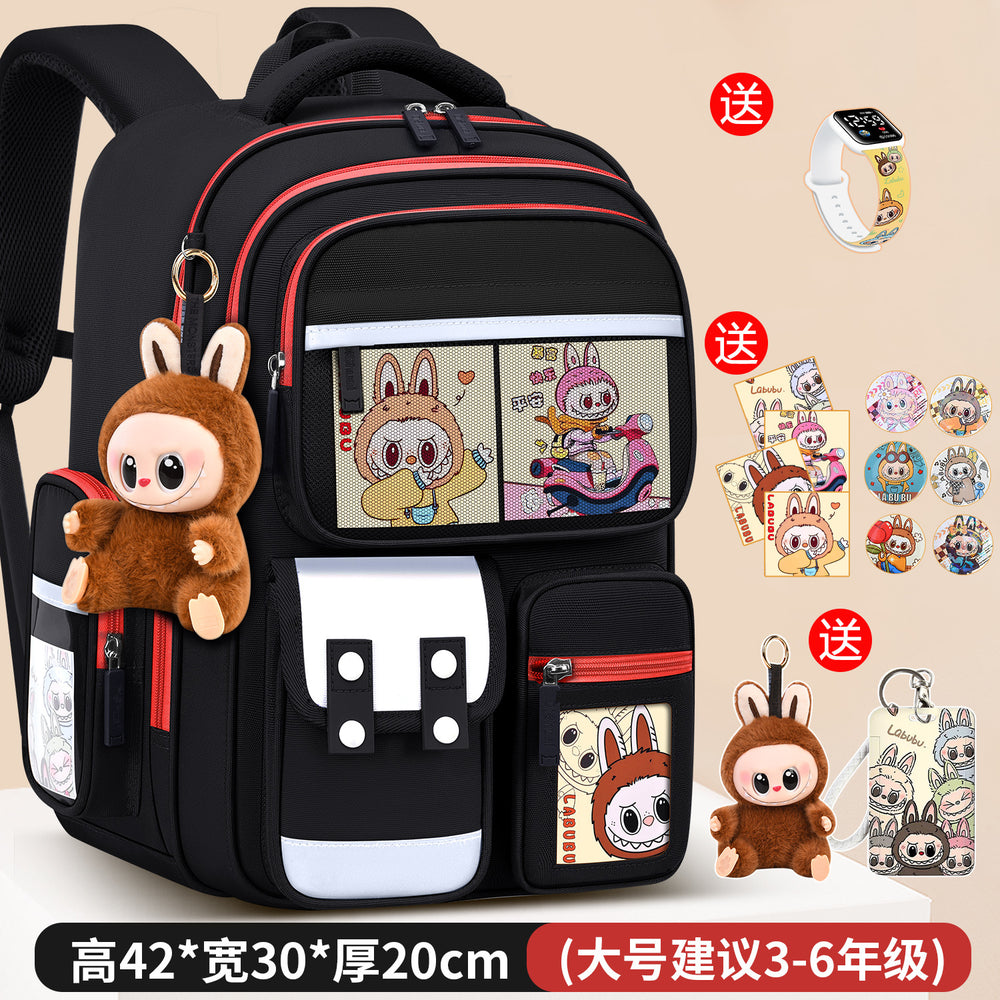 Labubu backpack - new 2026 model for elementary school students (grades 1-6). lightweight, spine-protecting, and load-reducing design for boys and girls